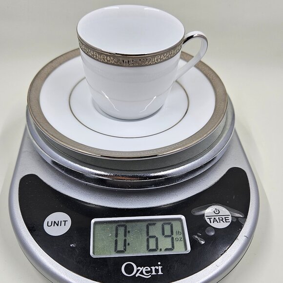 Flat Demitasse Cup & Saucer Set Grand Buffet Classic Platinum by Charter Club - Picture 16 of 16